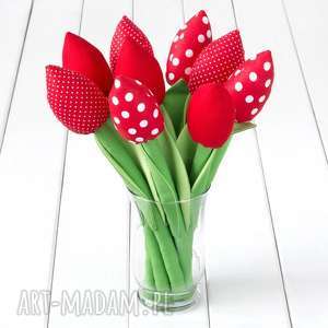 dekoracje tulipany czerwony bawełniany bukiet, kwiaty, rocznica, kwiaty