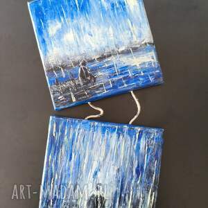 obraz olejny deszcz deszczowa para 2 sztuki struktura 2020 olej na płótnie