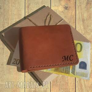 handmade portfel męski skórzany z grawerem z imieniem z inicjałami z dedykacją