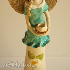 handmade ceramika anioł z wazonem