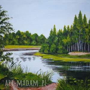 OBRAZ RĘCZNIE MALOWANY AKRYLOWY ZAPACH LASU - 24x30cm