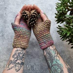 wełniane rękawiczki kolorowe mitenki rękawiczki ciepłe, wełna