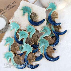 magnes na lodówkę - ceramiczny konik morski zwierzęta morskie, morskie dekoracje