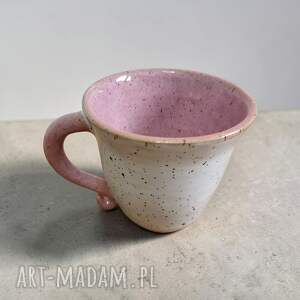 Romantyczna filiżanka ceramiczna 250 ml na prezent - biel i róż