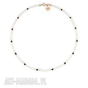 naszyjnik z różowego złota pereł naturalnych i onyksu, perły