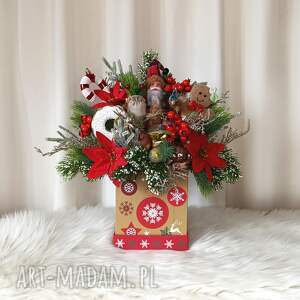 dekoracja świąteczna z mikołajem stroik na boże narodzenie ozdoba