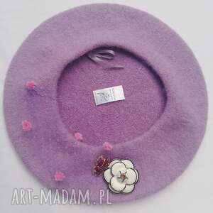 handmade czapki beret lila