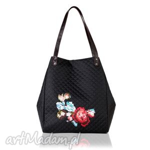 handmade na ramię torebka pikowana floral 427