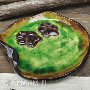 ceramiczny talerzyk, psie łapki c874 podstawka na biżuterię ceramiczna