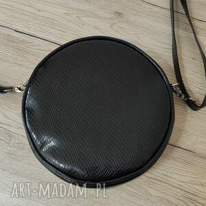 round bag - czarna skóra węża elegancka, nowoczesna, wakacje, prezent