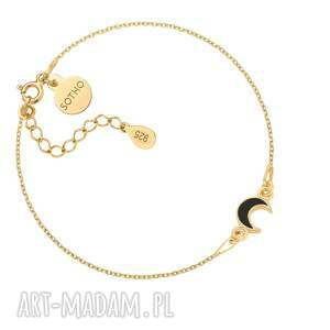 handmade złota bransoletka z czarnym księżycem