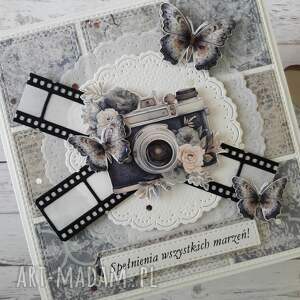 ręcznie wykonane scrapbooking kartki kartka urodzinowa z aparatem fotograficznym