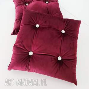 handmade poduszki poduszka premium glamour welur czerwona / bordowa 4 diamenty
