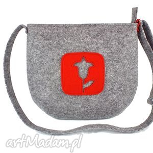 ręcznie robione na ramię gray felt & redflower