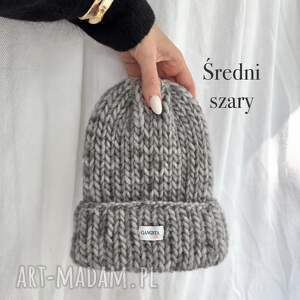 Czapka Lily damska 100% wełna - średni szary