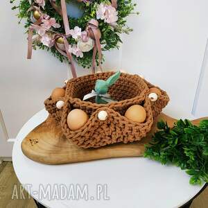 koszyk wielkanocny z przegródkami na jajka - karmelowy karmelowe dekoracje st