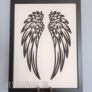 obraz skrzydła anielskie drewniane czarne w ramie 30x40 3d, loft, prezent
