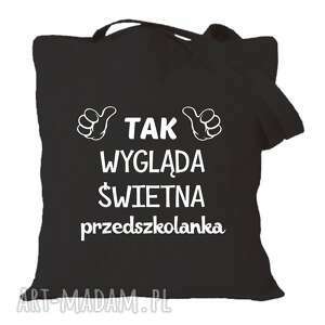 handmade torba z nadrukiem dla przedszkolanki, prezent, zakończenie roku, dzień edukacji