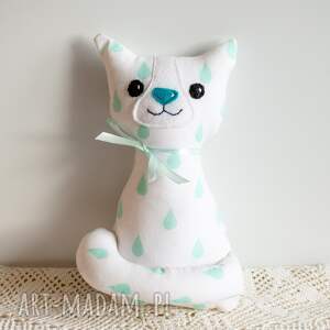 handmade maskotki kotek torebkowy turkusek 25 cm