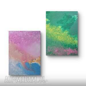 kompozycja prac na plotnie, obraz krajobraz jezioro terravieja, pejzaż