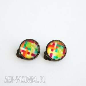 Prezent Kolorowe, brąz, klipsy, szklane, tęczowe, dla niej