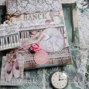 🎻 balerina kobiecy romantyczny notes pamiętnik zeszyt, taniec kironka, skrzypce pianino muzyka