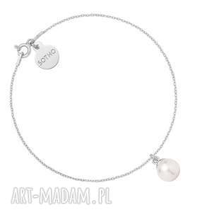 handmade srebrna bransoletka z białą perłą swarovski® crystal