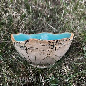 Turkusowa miseczka ceramiczna handmade - organiczna forma
