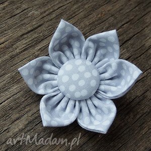 handmade ozdoby do włosów dots spinka do włosów kwiatek szary