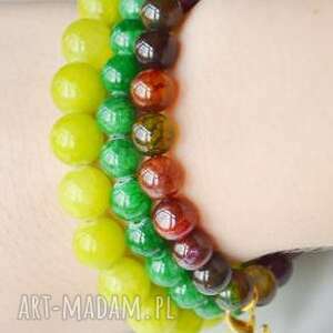 ręcznie zrobione bracelet by sis: złoty klucz w jasno zielonych kamieniach