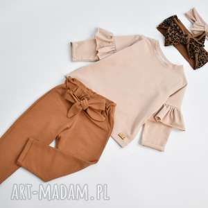 spodnie z kokarda i bluzeczka oraz 2 opaski - noeli dla dziecka ubranka