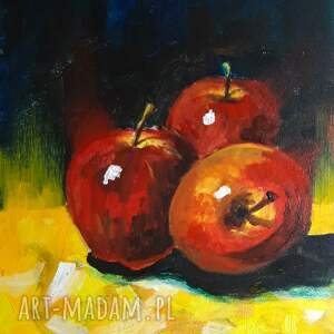 jabłka obraz akrylowy na płótnie 40x30cm artystki adriany laube - martwa natura
