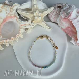 bransoletka pastelowe ombre turmalin różowy, kamienie naturalne, amazonit