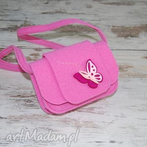 handmade dla dziecka różowa filcowa torebka z motylkiem