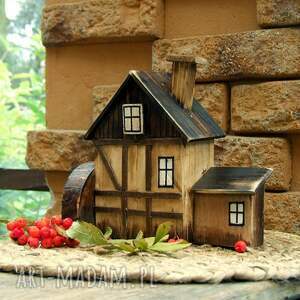 ręcznie wykonane dekoracje młyn wodny - drewniany domek, dekoracja
