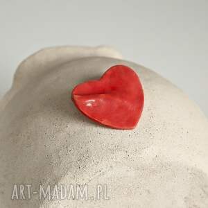 broszka ceramika różowe serce, prezent dla kobiety, mamy
