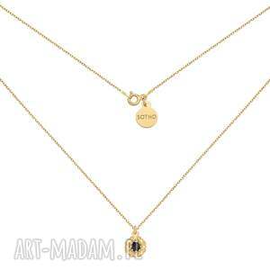 Złoty naszyjnik z onyksem, pozłacany, czarny onyks, kamień