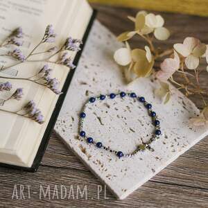 bransoletka różańcowa różaniec na rękę lapis - lazuli
