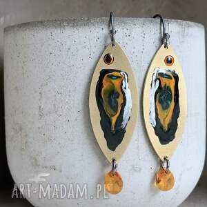 kolczyki fish with orange tails mosiądzu, kryształy swarovskiego