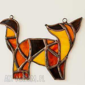 witraż lisek metodą tiffany, prezent unikat