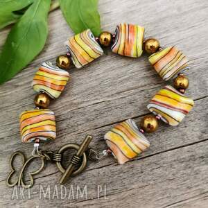 bransoletka z kwadratowymi koralami porcelany w112 jesień
