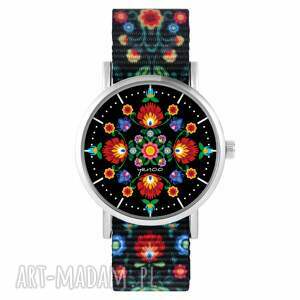 Zegarek folkowa mandala - czarny pasek NATO