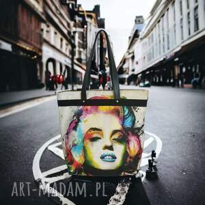 torba miejska - tęczowa marilyn, torebka shopper motyw ikona
