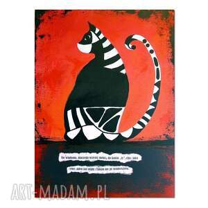 kot kotmistrz, obraz ręcznie malowany na płótnie 30/40 cm