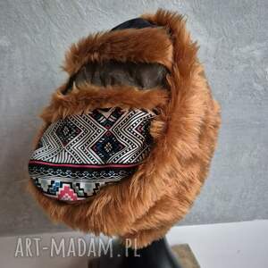 futrzana czapka ruda gora folkowa na podszewce rozmiar uniwersalny box f1, fo