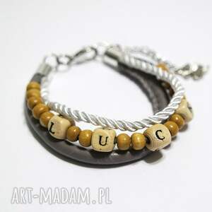 bransoletka - luck koraliki drewniane rzemienie, szczęście niej