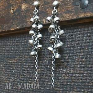 kolczyki ze srebra - dzwoneczki, srebro oksydowane biżuteria autorska