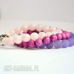 handmade bracelet by sis: elegancka bransoletka z jasno różowych kamieni