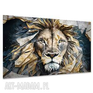 Obraz na płótnie 120x80 - Potęga Lwa10 Gold Design