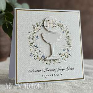 Eleganckie zaproszenia komunijne, wzór 55B, pierwsza komunia